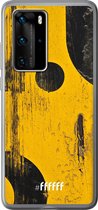 Huawei P40 Pro Hoesje Transparant TPU Case - Black And Yellow #ffffff