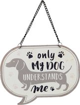 Clayre & Eef Tekstbord 17*13 cm Meerkleurig Ijzer Rechthoek Hond My Dog Wandbord Quote Bord Spreuk
