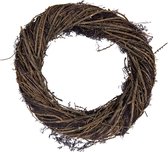 Clayre & Eef Kerstkrans Buiten Ø 40*9 cm Meerkleurig Hout Rond Takken Vlaskrans Deurkrans