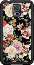 Samsung S5 hoesje - Bloemen flowerpower | Samsung Galaxy S5 case | Hardcase backcover zwart