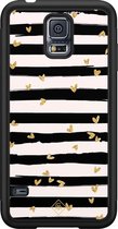 Samsung S5 hoesje - Hart streepjes | Samsung Galaxy S5 case | Hardcase backcover zwart