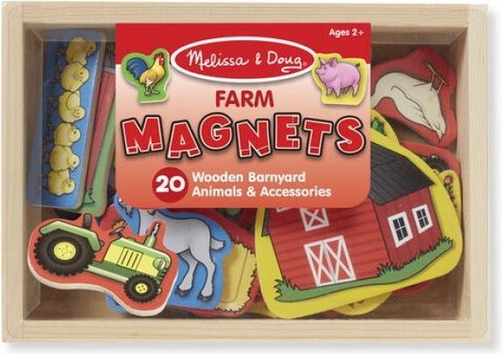 Thumbnail van een extra afbeelding van het spel Melissa & Doug 20 houten boerderijmagneten in een doos