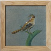 Fine Asianliving Chinees Schilderij met Lijst Vogel op Takje B42xH42cm