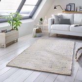 Wollen vloerkleed handweef Oslo - crème/blauw 250x290 cm