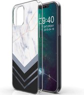 iMoshion Design voor de iPhone 12 Mini hoesje - Marmer - Wit / Zwart