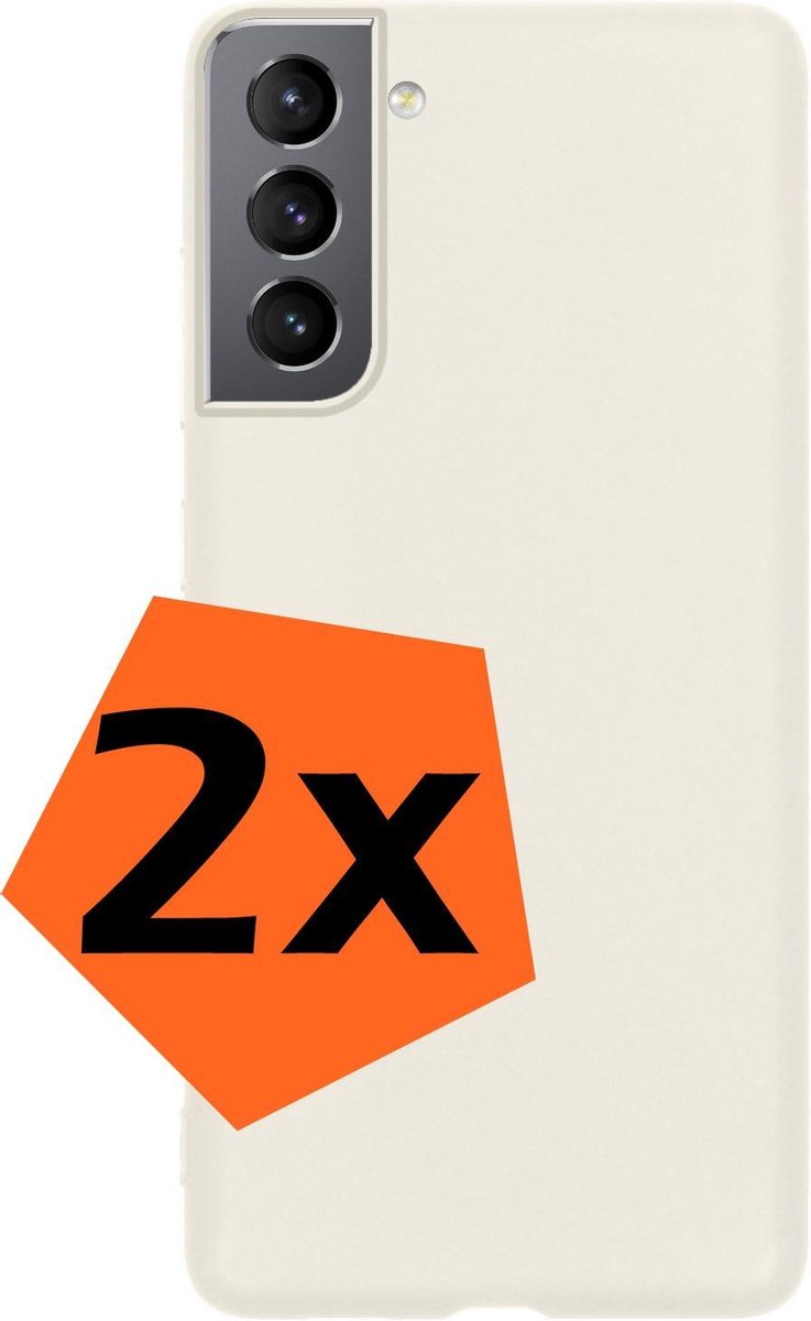 Hoes - 2 Stuks - Geschikt voor Samsung Galaxy S21 Plus - Sterk & Shockproof - Case Siliconen - Back Cover - Telefoon Hoes - Wit