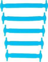 Lichtblauwe platte elastische veters | veters zonder strikken | 16 stuks