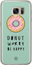 Samsung S7 hoesje siliconen - Donut worry | Samsung Galaxy S7 case | Roze | TPU backcover transparant