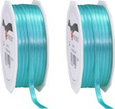 2x Hobby de Luxe / rubans de satin turquoise ornementales décoratives 0, 6 cm / 6 mm x 50 mètres - Qualité de Luxe - Ruban cadeau ruban de satin / ruban