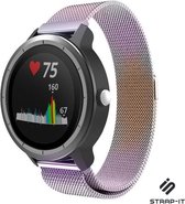 Strap-it Luxe Milanese bandje - geschikt voor Garmin Vivoactive 3 / Venu / Venu SQ / Vivomove HR / Forerunner 245 / 645 - regenboog