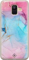 Samsung A6 2018 hoesje siliconen - Marmer blauw roze | Samsung Galaxy A6 2018 case | multi | TPU backcover transparant