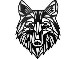 Houten Dierenkop • Houten Wolf • Dierenkop Wolf • Extra Groot • Zwart MDF • Houten Dier • Wandecoratie