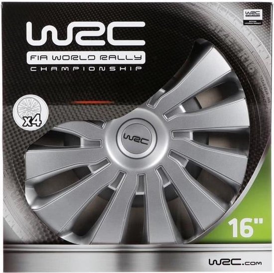 Zilverkleurige WRC wieldoppen "Sepang" voor 16 inch velgen, set van 4.