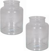 Set van 2x stuks glazen melkbus vaas/vazen 8 liter met smalle hals 19 x 25 cm - Bloemenvazen van glas