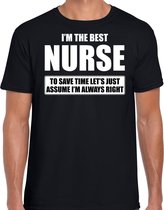 I'm the best nurse - always right t-shirt zwart heren - Cadeau verjaardag t-shirt verpleger L