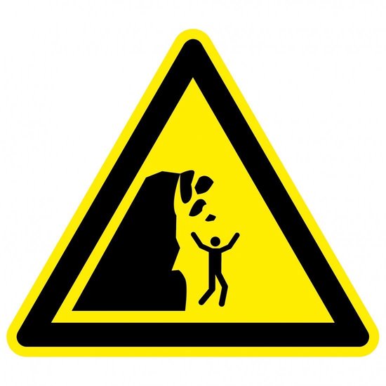 Panneau d'avertissement falaise instable - plastique - W053 200 mm