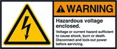 Warning Hazardous voltage enclosed sticker, ANSI, 2 per vel 35 x 80 mm