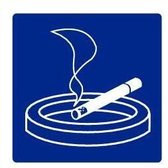Rokersruimte sticker, blauw wit 200 x 200 mm