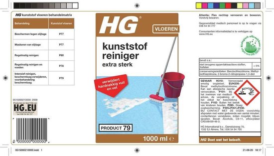 HG kunststofreiniger extra sterk (product 79) - 1L - voor alle soorten kunststof vloeren - verwijdert moeiteloos hardnekkig vuil en vet