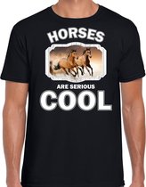 Dieren paarden t-shirt zwart heren - horses are serious cool shirt - cadeau t-shirt bruin paard/ paarden liefhebber L
