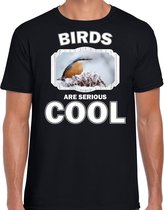 Dieren vogels t-shirt zwart heren - birds are serious cool shirt - cadeau t-shirt boomklever vogel/ vogels liefhebber L