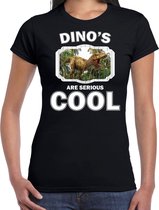 Dieren dinosaurussen t-shirt zwart dames - dinosaurs are serious cool shirt - cadeau t-shirt brullende t-rex dinosaurus/ dinosaurussen liefhebber XL