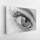 Onlinecanvas - Schilderij - Eye Realistic Drawing Beautiful Woman Eye Art Horizontal Horizontal - Multicolor - 30 X 40 Cm