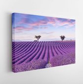 Onlinecanvas - Schilderij - Lavender Field Summer Sunset Landscape Near Art Horizontal Horizontal - Multicolor - 75 X 115 Cm