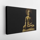 Statue of Buddha sitting in meditation With black space on the right hand side - Modern Art Canvas - Horizontal - 1211002153 - 40*30 Horizontal