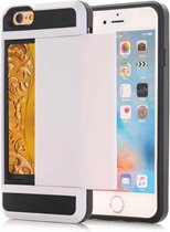 Geschikt voor iPhone SE (2020) / 7 / 8 hybrid case hoesje met ruimte voor 2 pasjes - wit
