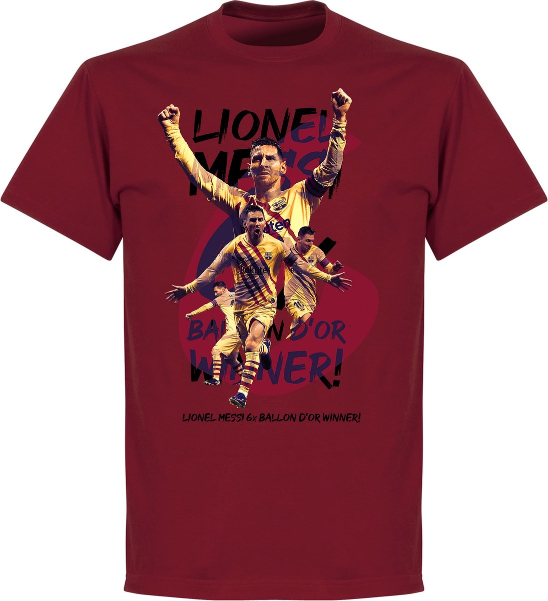 Messi Ballon D'Or 2019 T-Shirt - Bordeaux Rood - XXL