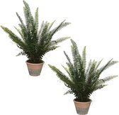Set van 2x stuks groene Varen kunstplanten 60 cm in zwarte pot - Kunstplanten/nepplanten - Varens - planten/plantjes