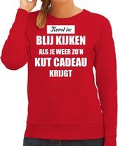 Rode foute Kersttrui / sweater - Kerst is blij kijken / kut cadeau - dames - Kerstkleding / Christmas outfit 2XL