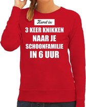 Rode foute Kersttrui / sweater - Kerst is 3 keer knikken naar schoonfamilie - dames - Kerstkleding / Christmas outfit M