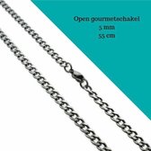 Gourmet ketting - Staal - 55 cm -zilverkleurig- 5mm