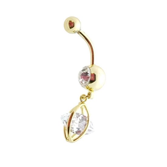Navelpiercing Groot Kristal Goudkleurig – Chirurgisch Staal & Goldplat