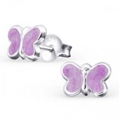 Aramat jewels ® - 925 sterling zilveren oorbellen vlinder paarse shimmer