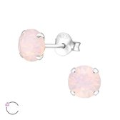 Aramat jewels ® - Ronde oorbellen opaal 925 zilver swarovski elements kristal roze opaal 6mm