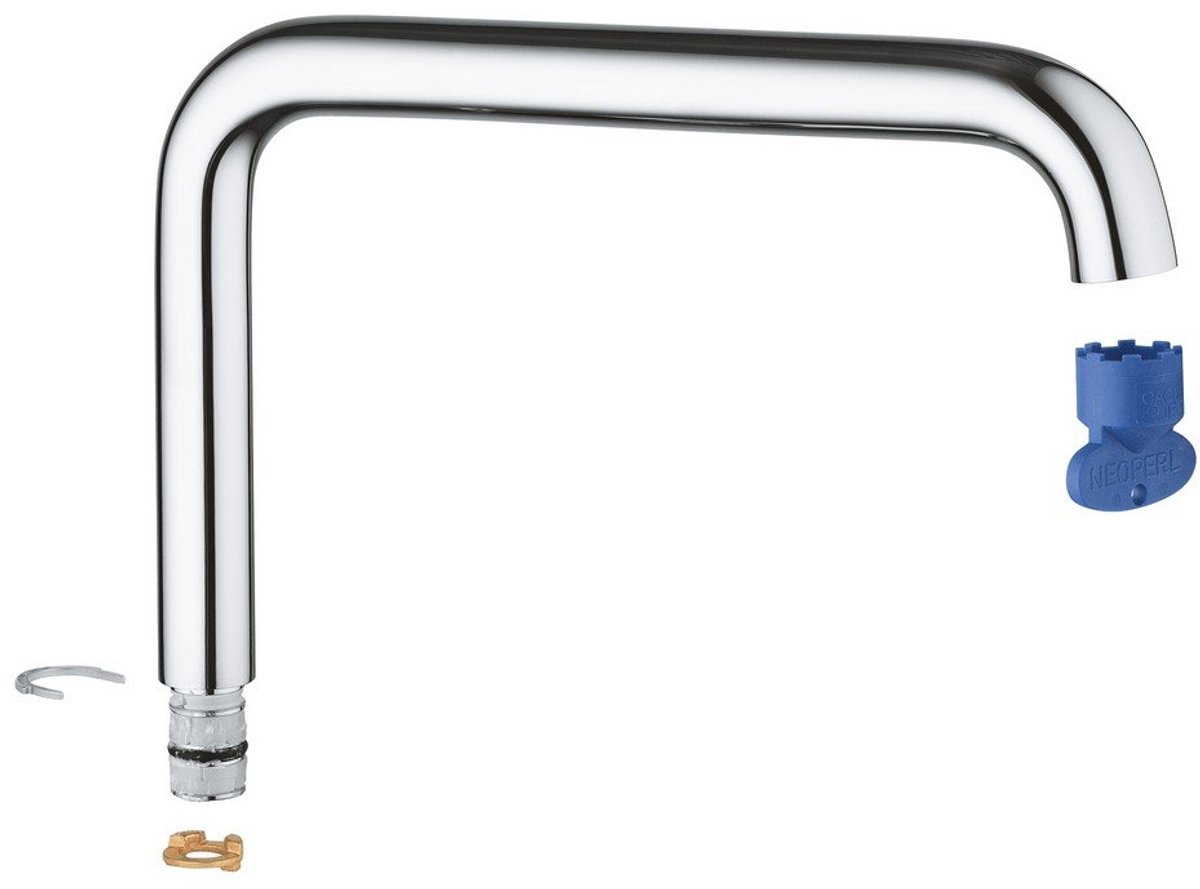 GROHE L-uitloop 13376, booguitloop, voor Essence eengreeps keukenmengkraan, chroom, 13376000