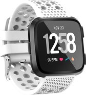 By Qubix - Siliconen Bandje Geventileerd Fitbit Versa 1 / 2 & Lite - Wit - Fitbit versa bandjes