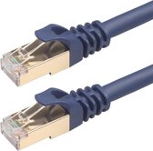 By Qubix internetkabel - CAT8 Ethernet kabel - 7.6 meter - RJ45 - donkerblauw - Netwerkkabel