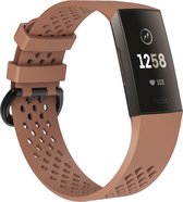 By Qubix - Fitbit Charge 3 & 4 sport bandje (large) - Lichtbruin - Fitbit charge bandjes