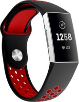 By Qubix - Fitbit Charge 3 & 4 siliconen DOT bandje - Rood / Zwart (Small) - Fitbit charge bandjes