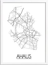 Ahaus Plattegrond poster A2 + Fotolijst Wit (42x59,4cm) - DesignClaud