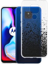 iMoshion Hoesje Geschikt voor Motorola Moto G9 Play / Moto E7 Plus Hoesje Siliconen - iMoshion Design hoesje - Zwart / Transparant / Splatter Black