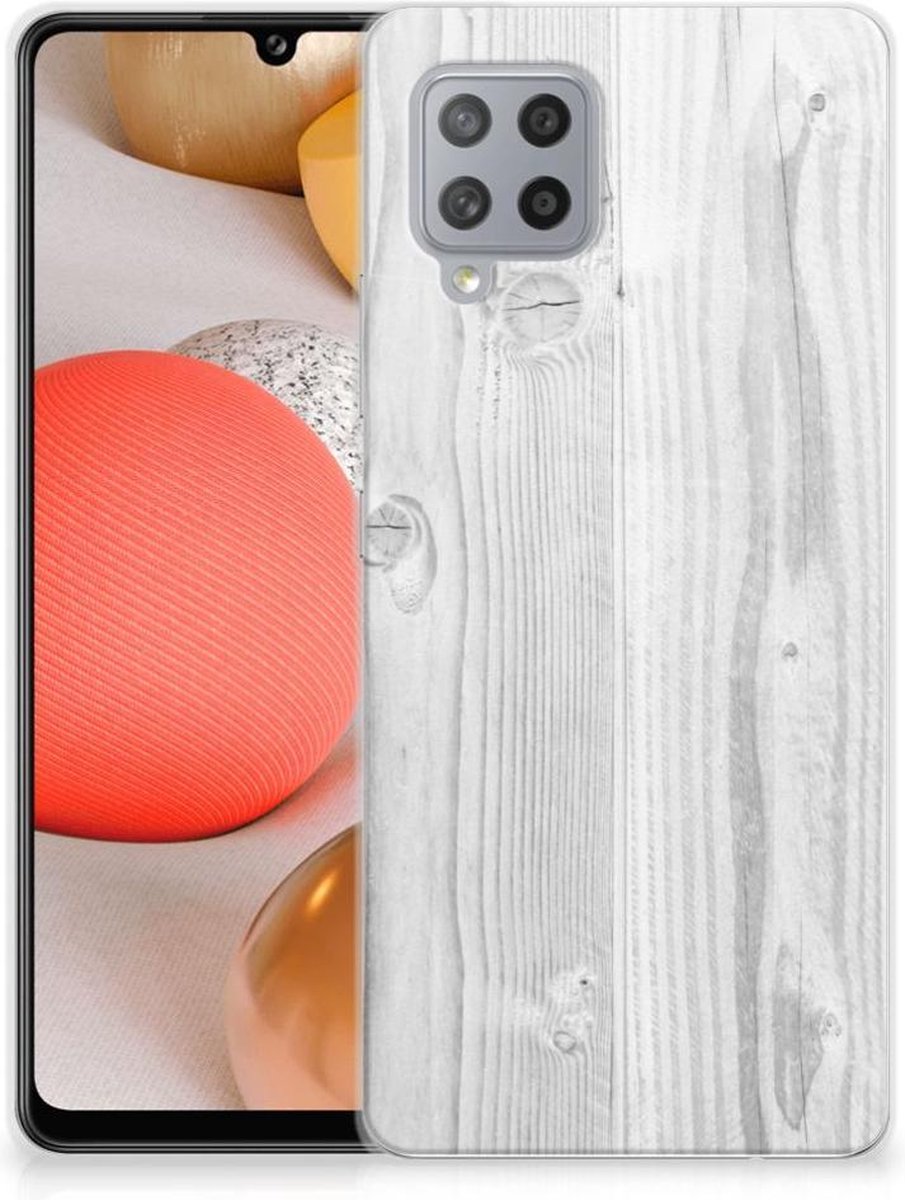 Samsung Galaxy A42 Bumper Hoesje White Wood