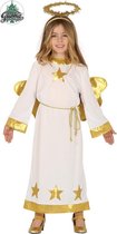 Guirma - Engel Kostuum - Gouden Ster Engel - Meisje - Wit / Beige, Goud - 3 - 4 jaar - Kerst - Verkleedkleding