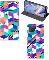 GSM Hoesje Gepersonaliseerd Cadeau OPPO Reno4 Z 5G Wallet Case Blokken Kleurrijke