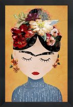 JUNIQE - Poster met houten lijst Frida Kahlo illustratie -13x18