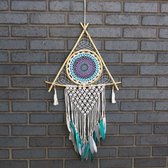 Protection Dream Cather - Lrg Macrame Pyramid Wit / Turquoise